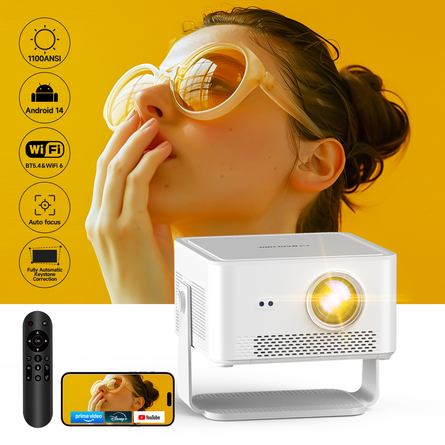 Home Cinema Portable - Magcubic HY450MAX Portable Outdoor Projector 1100ANSI