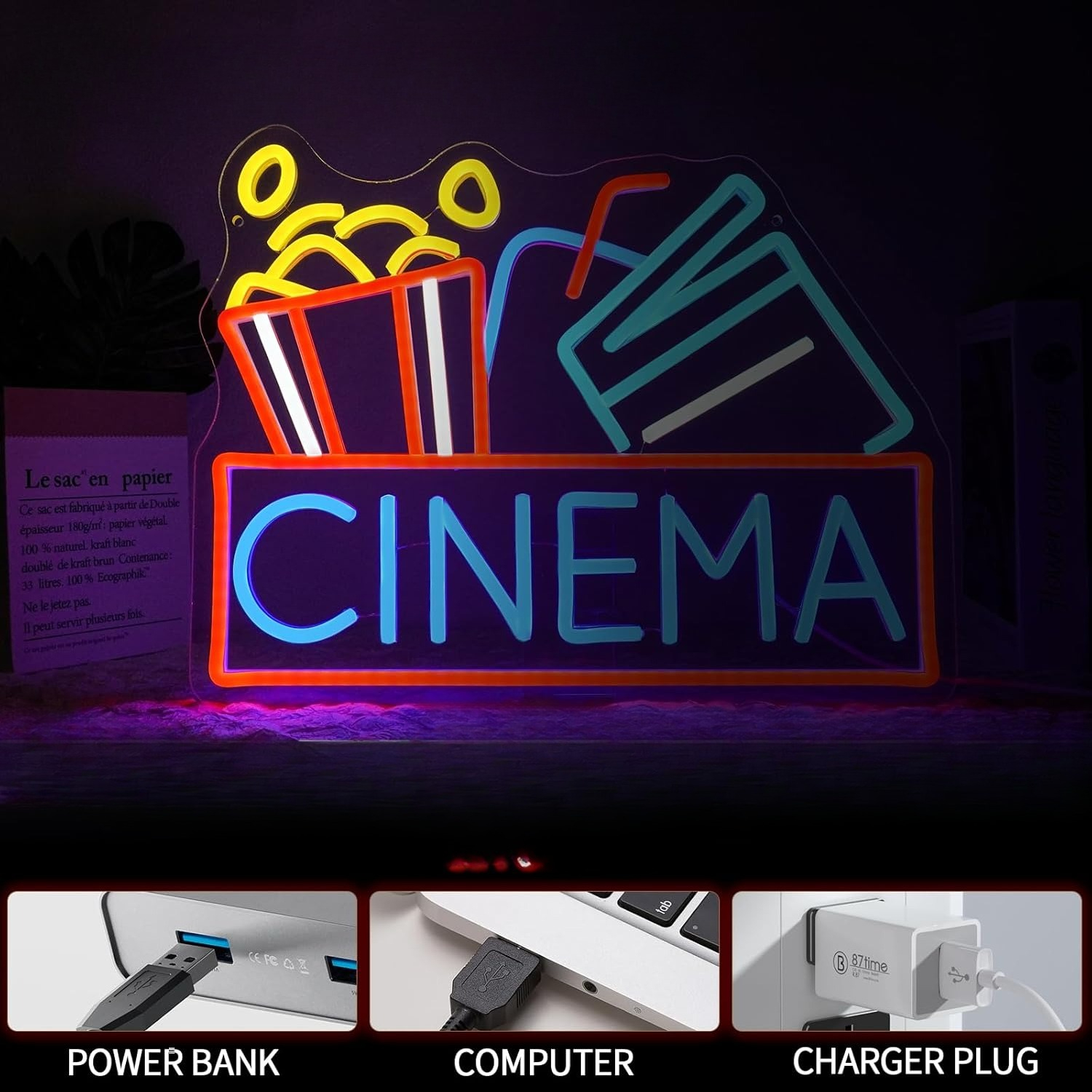Cinema Neon Sign USB Powered L - Home Cinema Movies recensie en prijs